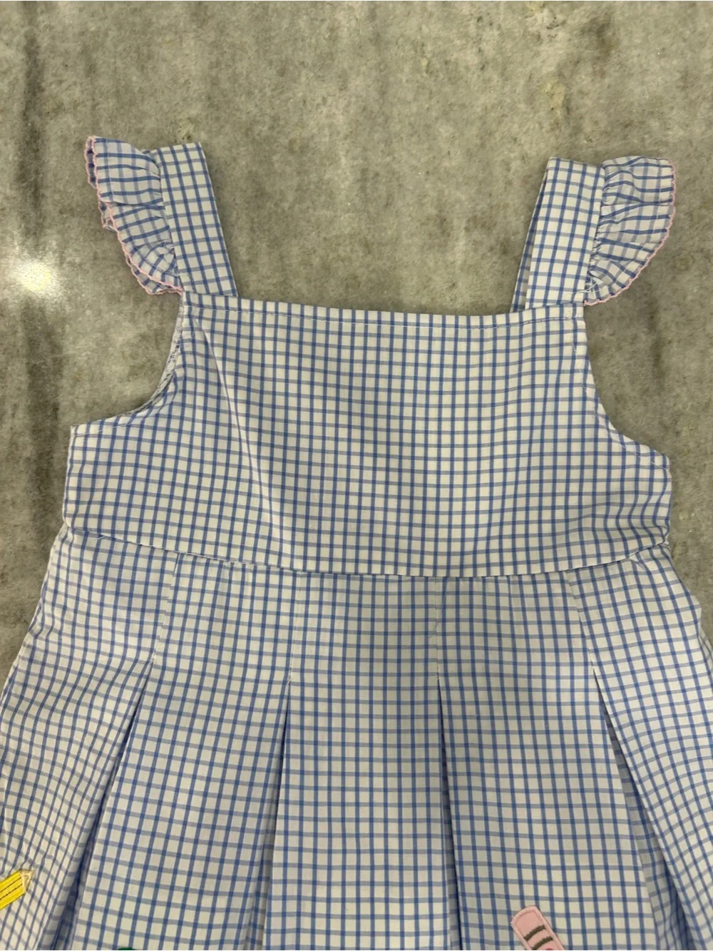 Classic Whimsy Girls Blue Striped Two-Piece Set with School Icons Size 6